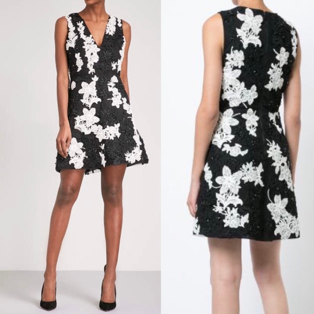Alice and Olivia Black/cream mini dress size4